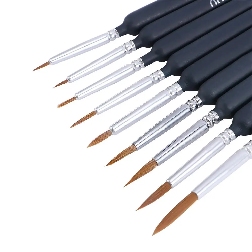 

9pcs Fine Brush Nail Art Set Weasel Hair Hook Line Pen Painting Art Supplies Paint Brush