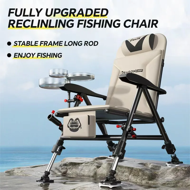 Chaise de pêche extérieure pliable portable renforcée pour pêche confortable camping et activités plein air