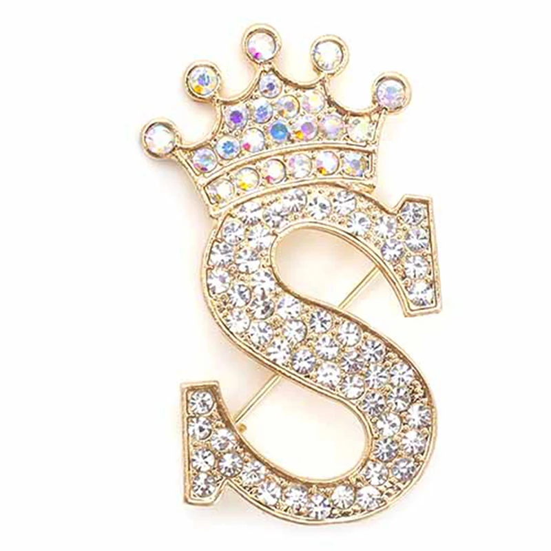 A-Z 26 Letters Rhinestone Brooch Pin - Sparkly Initial Jewelry Gift For Women - View #6