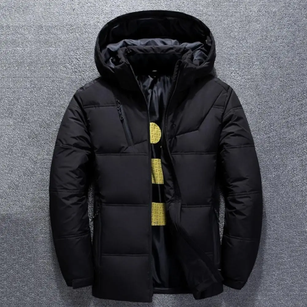 

Great Men Down Coat Smooth All Match Winter Jacket Soft Padded Winter Down Coat for Work
