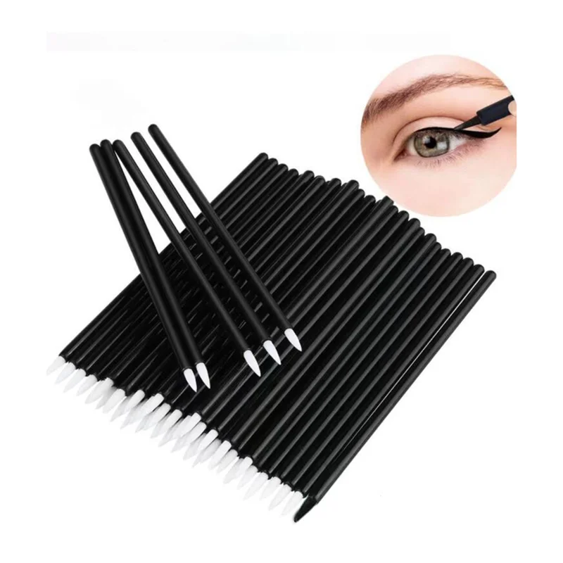 Durable 100Pcs Beauty Makeup Eyeliner Brushes With Cap Make Up Brush Disposable Eyeliner Brush 2