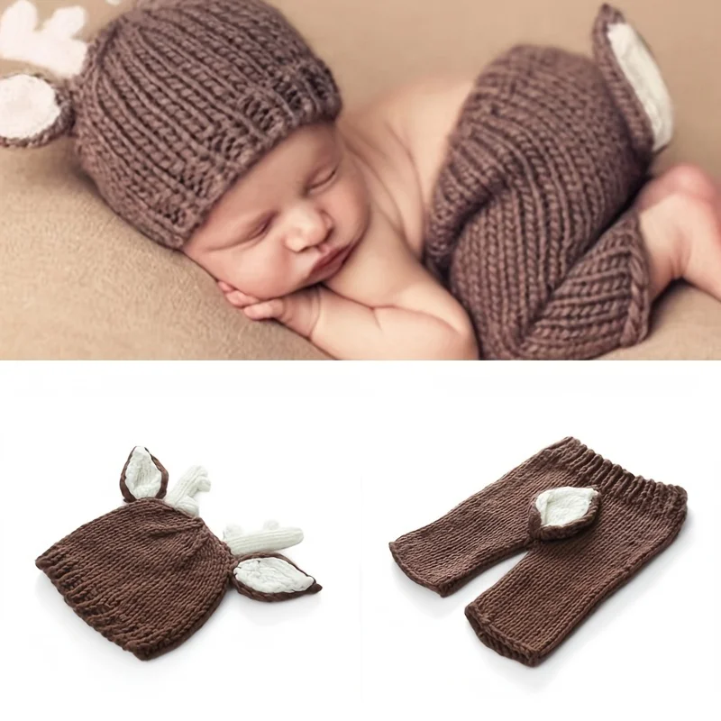 

2 Styles Newborn Photography Props 0-3 Months Baby Costume Hand Knitted Photography Baby Clothes New Born