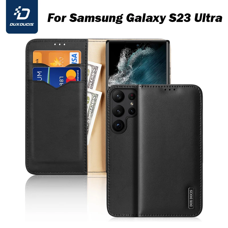 

Чехол-книжка из натуральной кожи с RFID-защитой для Samsung Galaxy S23 Ultra Dux Ducis