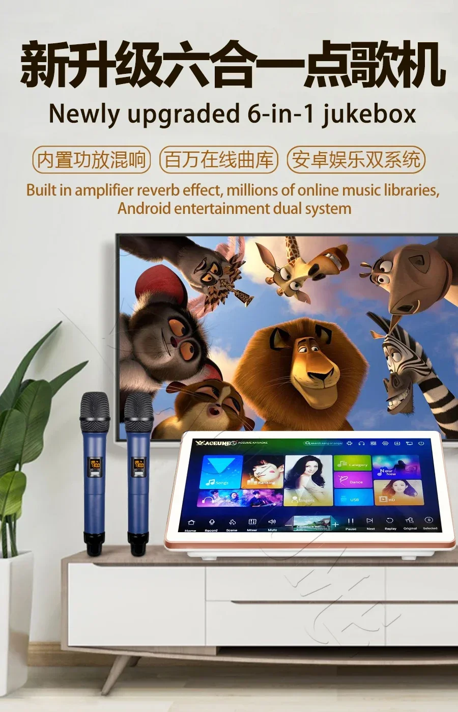 5TB HDD 100K Chinese English Taiwanese Songs 19" Touch Screen Karaoke Player