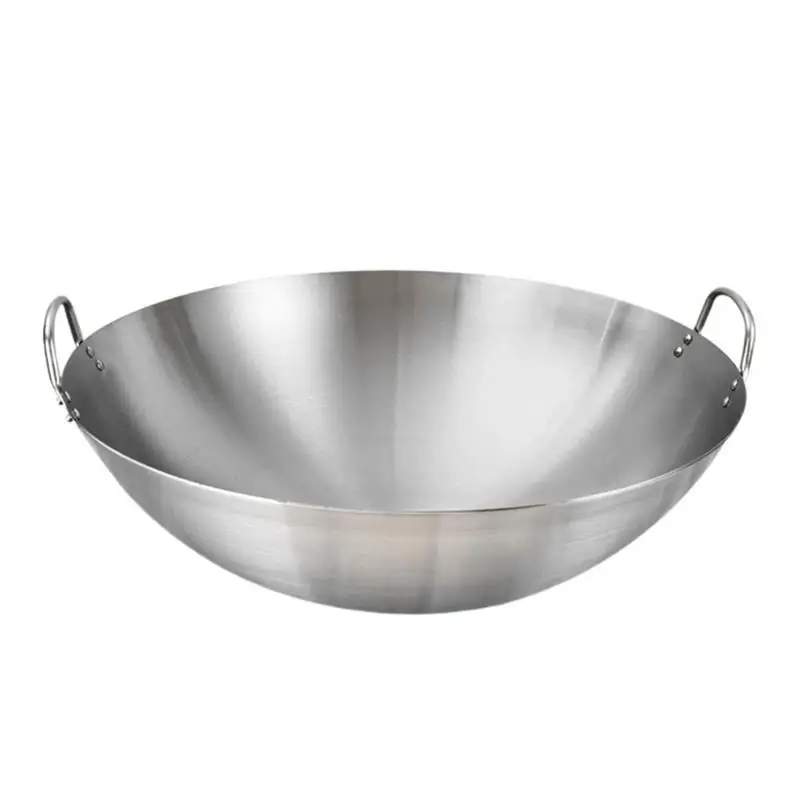Stainless Steel Wok Round Bottom Wok Capacity Saute Pan - 32Cm