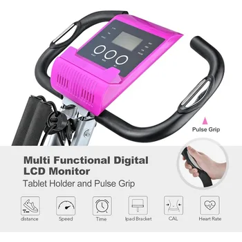 Folding Exercise Bike Portable Upright Adjustable Backrest Cycling Recumbent Stationary Bike Slim Indoor Workout Fitness 4