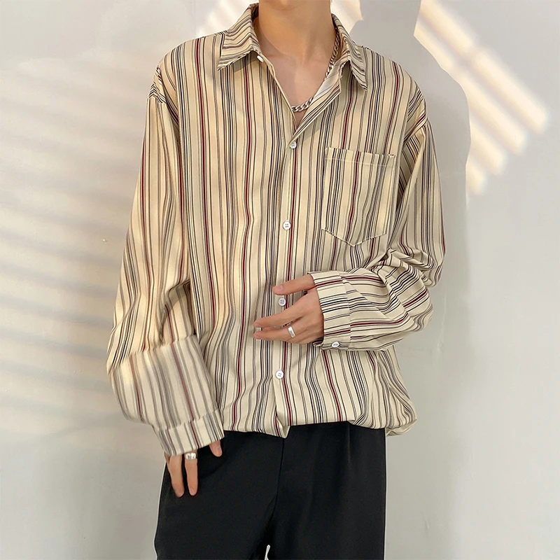 남성용 캐주얼 긴팔 셔츠, 오버사이즈 루즈 셔츠, 트렌디한 그래픽 인쇄, 단추 라펠 가디건 상의, 스트리트웨어