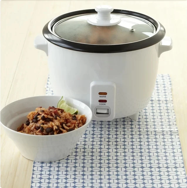 Imusa 3 Cup New White Electric Rice Cooker with Nonstick Bowl, Measuring Cup and Spoon 3