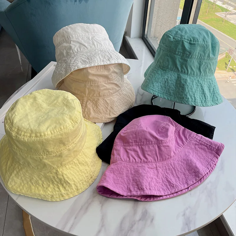

Candy Color Bucket Hat Women's Sweet Japanese Casual Sunscreen Sun Hat Thin Solid Color Basin Hat Summer