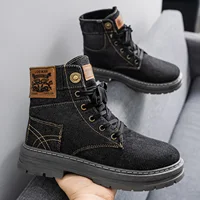 Faionable Large Size 48 Men's Boots Casual Canvas Workwear Men's Sli  Boots High Top Breathable Thi Bot