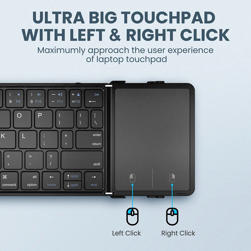 Bluetooth Keyboard with Touchpad Foldable Wireless Keyboard Tri