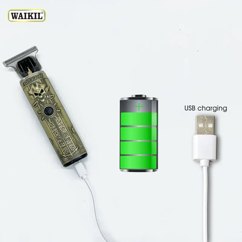 WAIKIL professional retro men's electric hair clipper multifunctional oil head USB charging sculpting scissors Hair trimmer 5