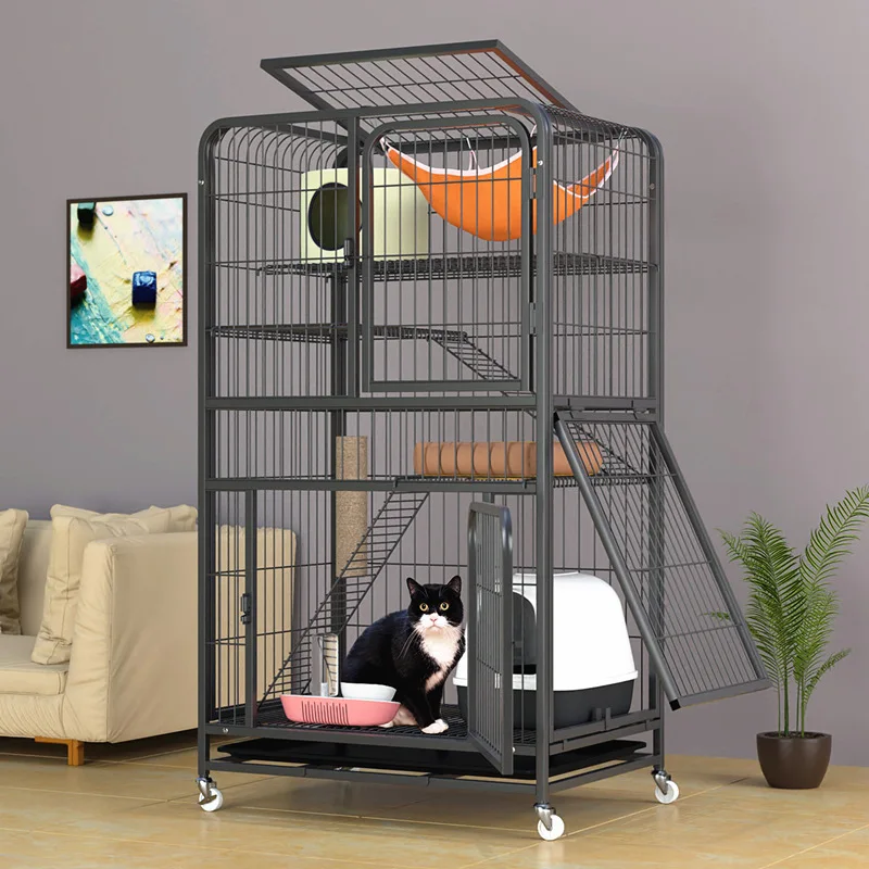 

Iron Cat Cages Folding Cat Villa Pet Kennel Durable Animal Nest Luxury Kitten House Climbing Rack Multilayer Free Space Cat Nesk