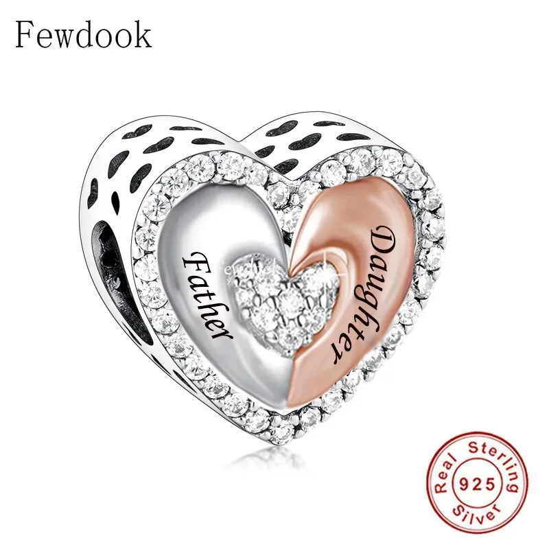FC Jewelry Fit Original Pan Charms Bracelet 925 Sterling Silver Mother Son Father Daughter Hold Hands Bead For Women Berloque 4