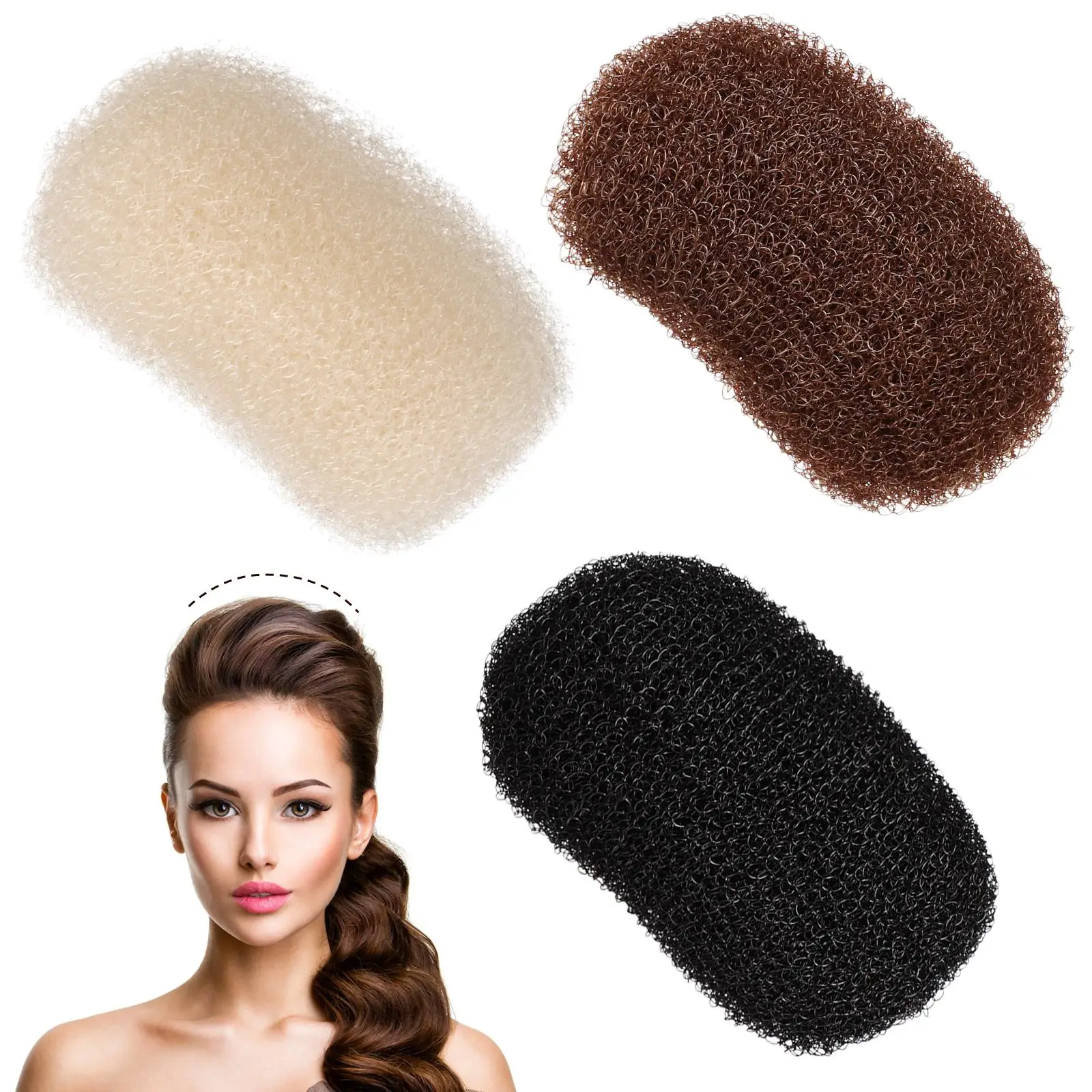3 Pcs Heightening Hairpin Barrettes for Women Net Crescent Combs Curler Volumizer Inserts Bumps Clip Sponge