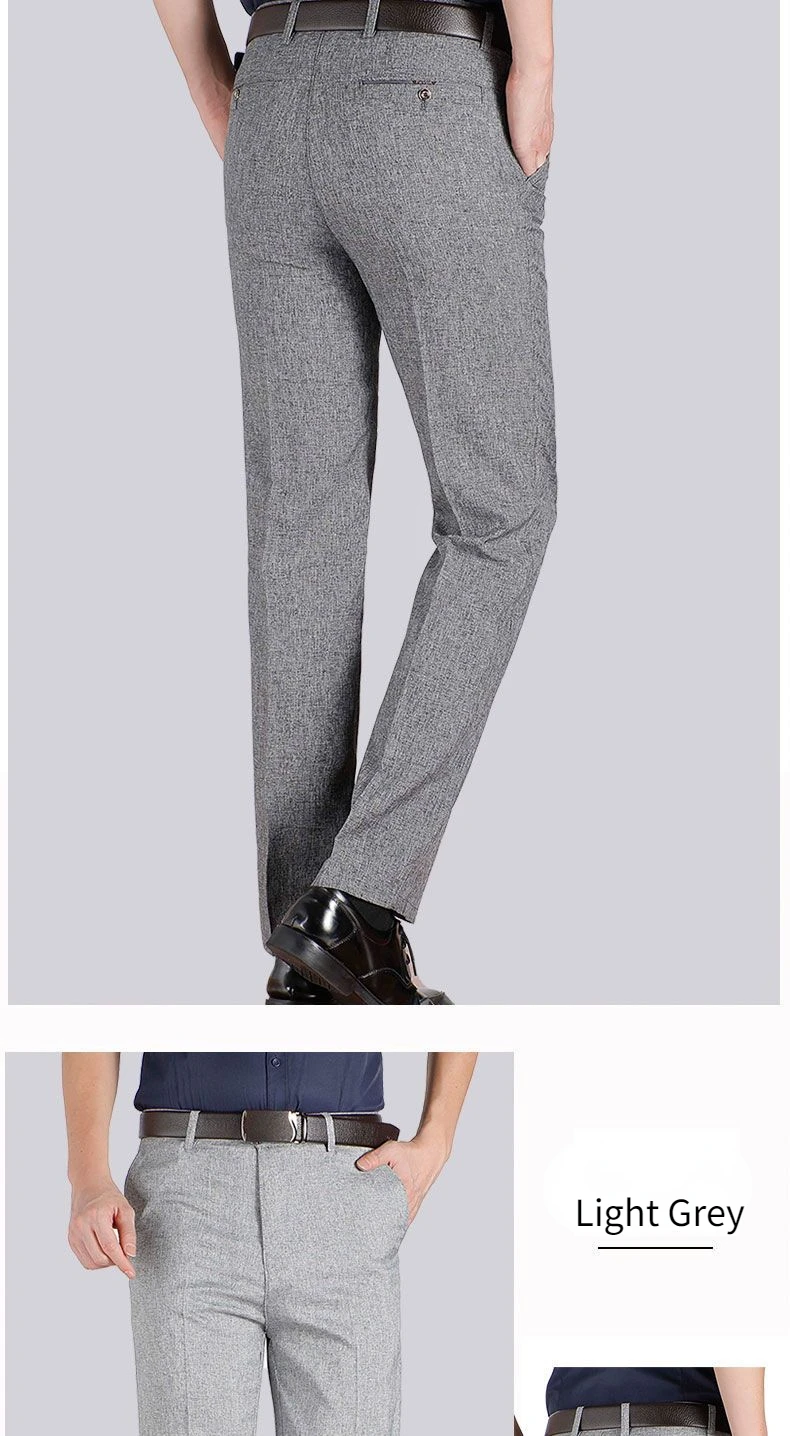 Plus Size Formelle Hosen für Herren, Business-Hose, Sommer, dünn, Herbst, dick, Schwarz, Marineblau, Grau, Stretch, lockerer Anzug, Büro-Hose, KOACUS – Detail 11