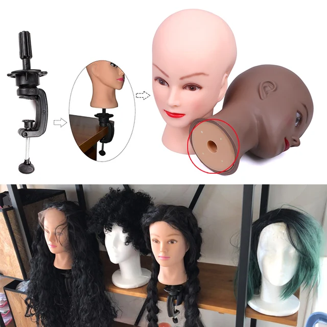 Afro Bald Wig Block Head With Free Clamp Manikin Head With Stands