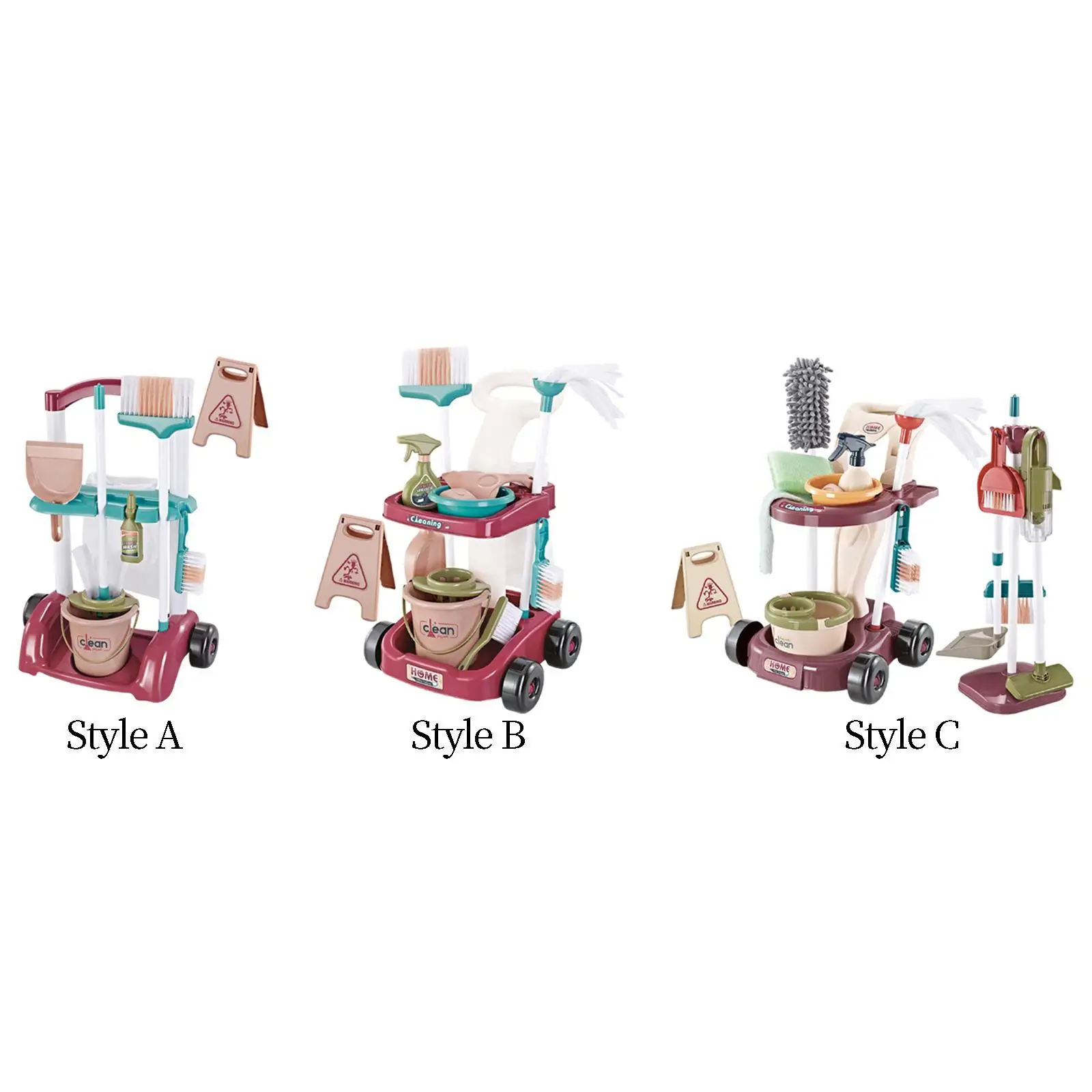 Kids Cleaning Playset Pretend Play Toy Dustpan and Mop Set Pretend Home Cleaning 2