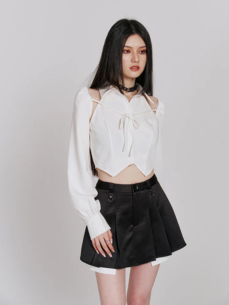 Women Pleated Mini Skirt With Pepping Underpants