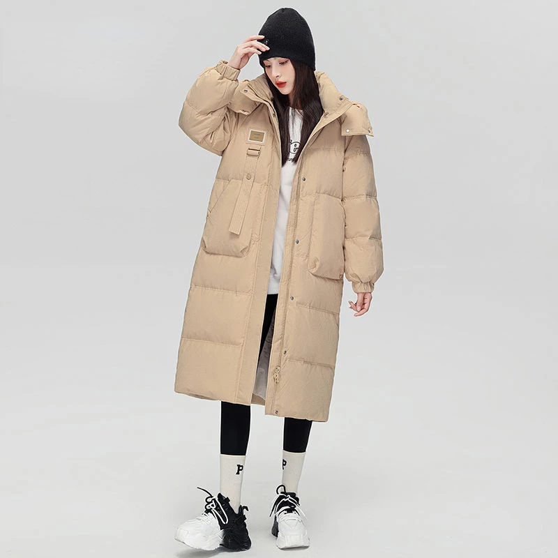 Women's Thick Overcoat Down Big Pocket Jacket Autumn Winter Parkas New Windproof Hooded Outwear Fashion Mid-length  Warm Coat