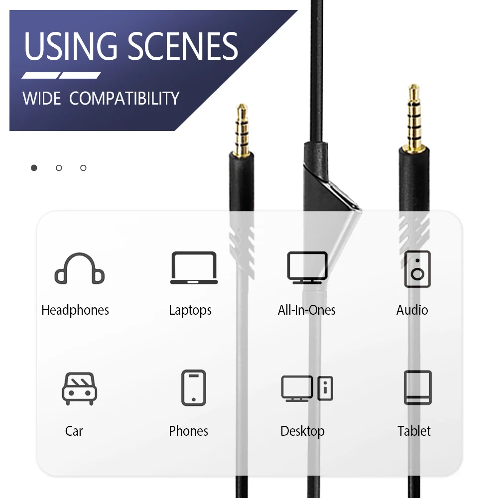 Logitech Astro A10 A30 A40 A40TR Audio Cable rubber 3.5MM with Mute Volume Control