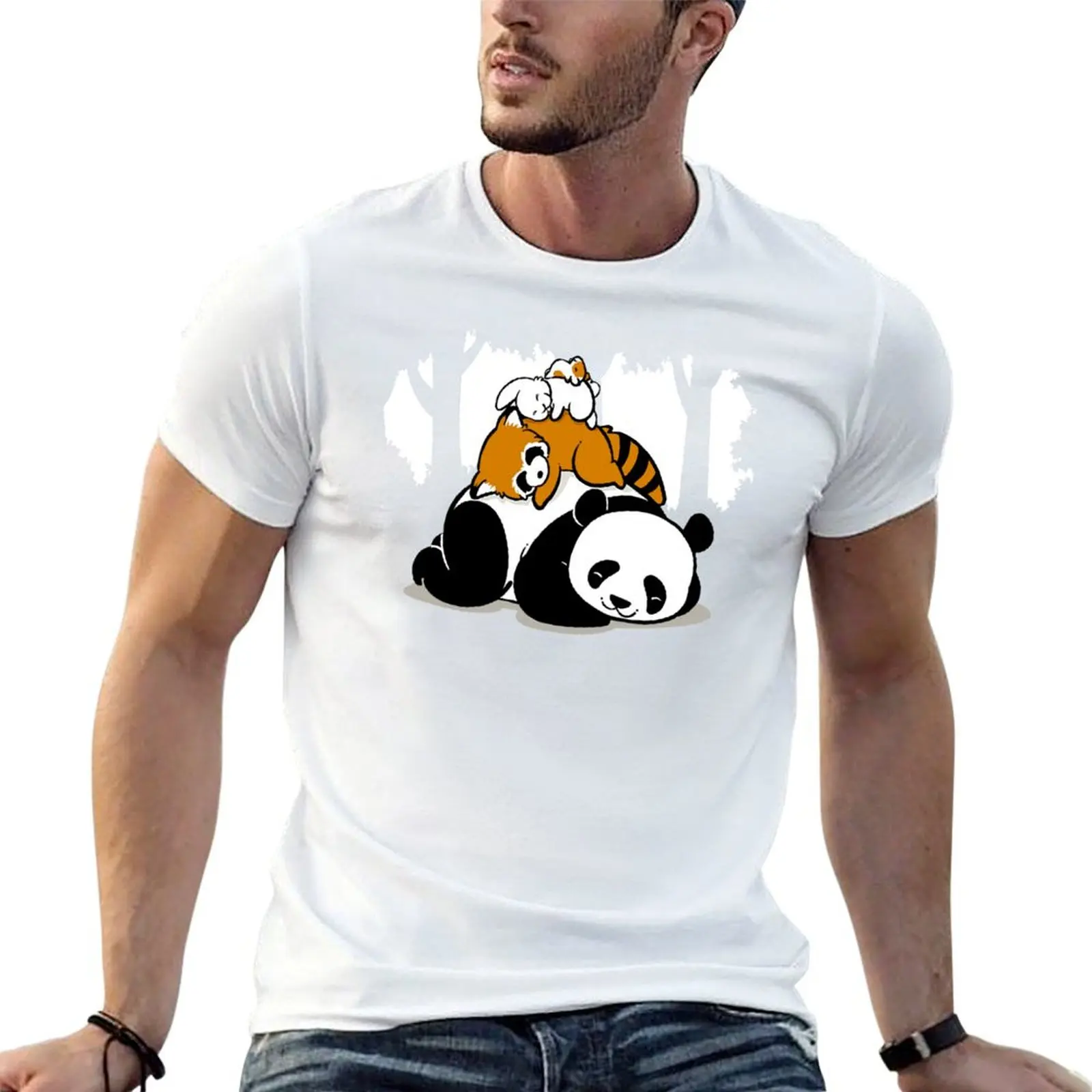 

Comfy Sleeping Panda T-shirt oversized cute tops customizeds t shirts for men graphic