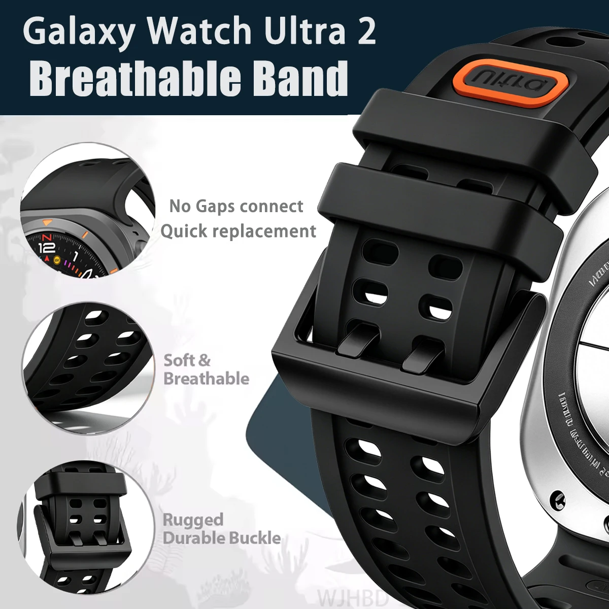 Enhanced Silicone Sport Strap for Smartwatches - Ultra-Comfort Wristband, 47mm, Official Design