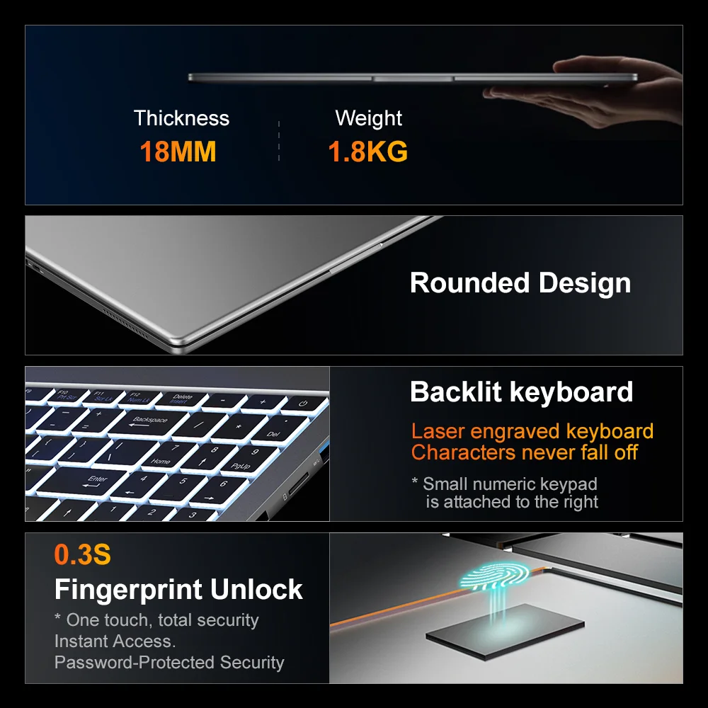 Ninkear A15 Pro Laptop AMD Ryzen 5 5500U 16GB RAM 1TB SSD 16 inch 2.5K 120Hz IPS Metal Body Windows 11 WiFi6 Fingerprint Business Office Gaming Notebook Portable Computer - immagine 7