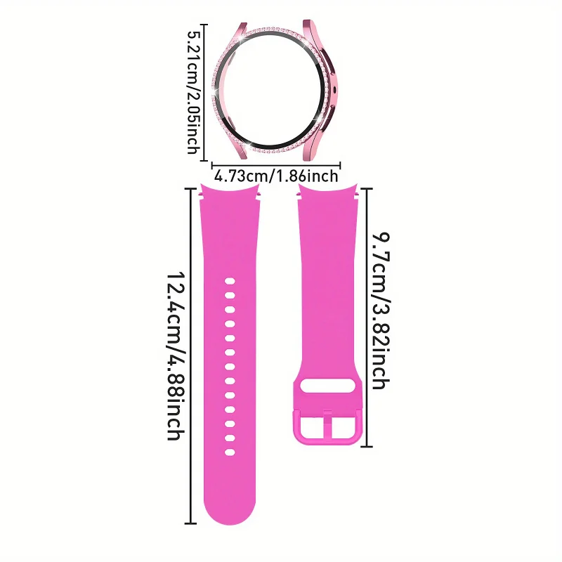 Elegant Strap and Diamond-Accented Case for Smartwatches - Set of 2