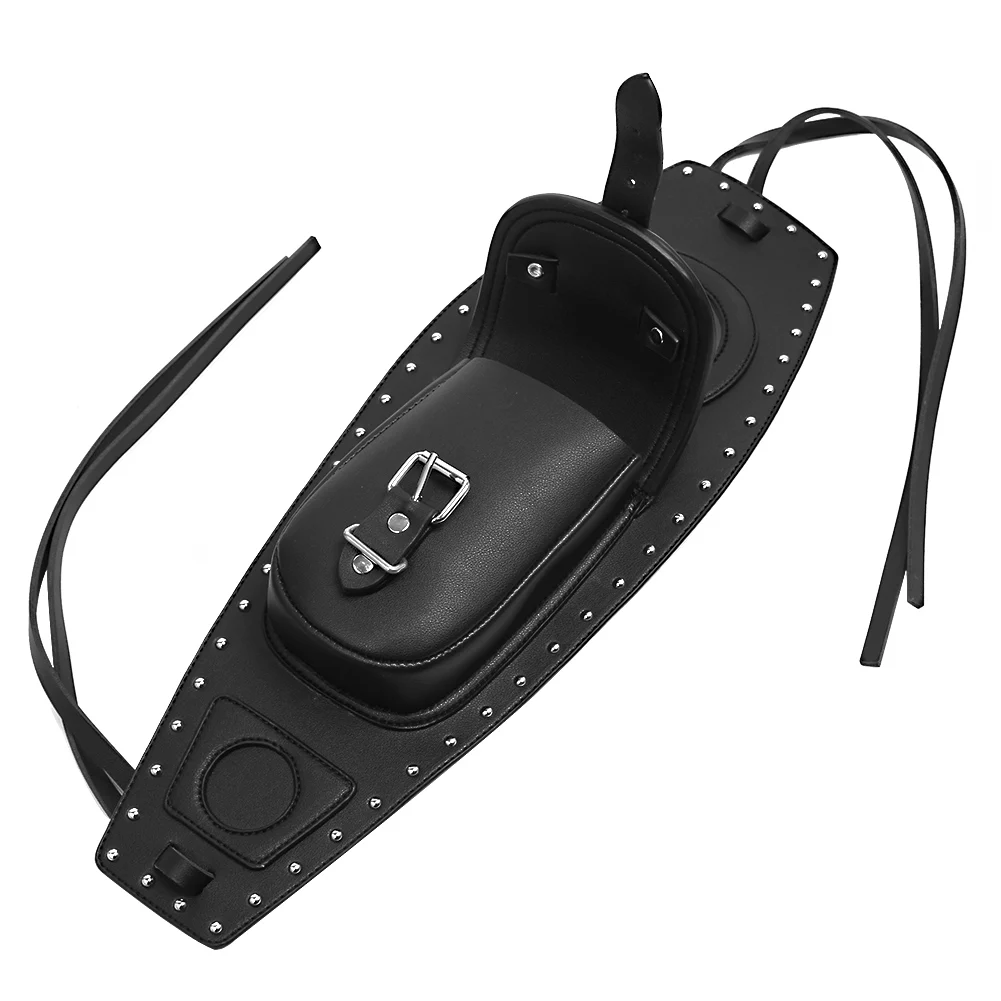 حقيبة تخزين جلدية سوداء للدراجات النارية، مصممة لت...