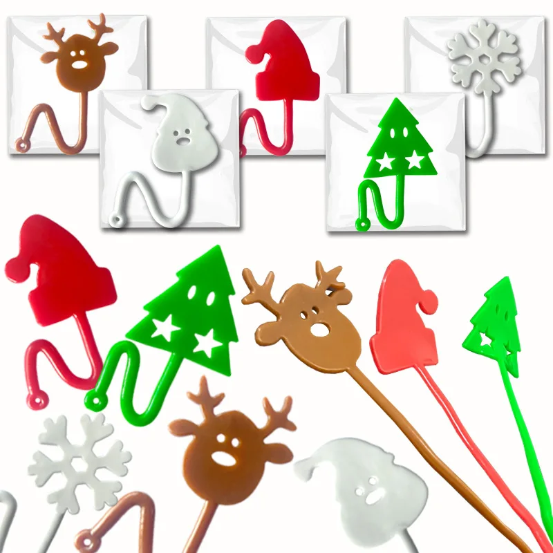 8 Pcs Wall Climber Christmas TPR Soft Glue Sticky Santa Claus Reindeer Children Sticky Palm Decompression Toy sticky palm 80 nostalgic toy elastic telescopic large climbing wall palm trick toy trick small palm toy halloween funny