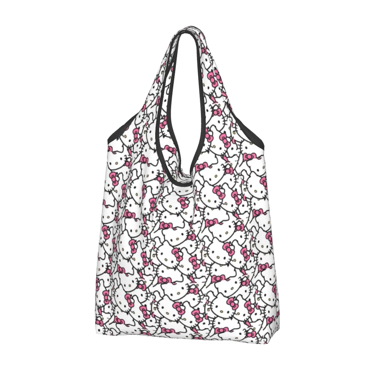 

Custom Hello Kitty Groceries Shopping Tote Bags Women Funny Cartoon Shoulder Shopper Bag Large Capacity Handbags