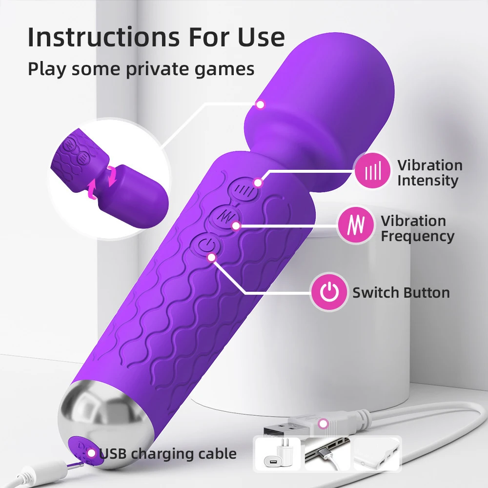 Handheld Back Massager 8 Powerful Speeds 20 Vibration Modes Neck Shoulder Back Body for Sport Recovery Muscle Aches Massage Tool