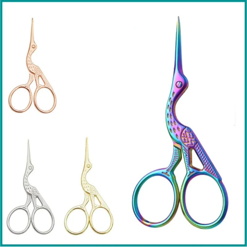 DIY Crane Mouth Scissors Retro Cross Stitch Antique Black Vintage Cute Small Sewing Scissor Fishing Thread Cutting Fabric Shears