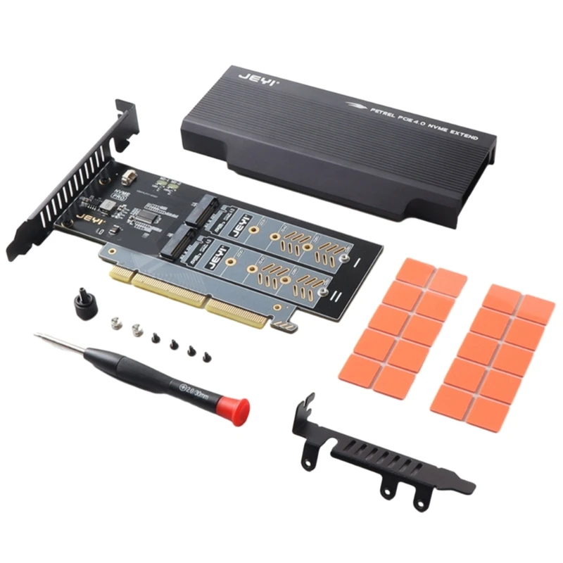 

NVMe M.2 SSD To PCIe M.2 SSD Adapter Double Disk Adapter Card PCIe X16 Expansion Card for Desktop PC