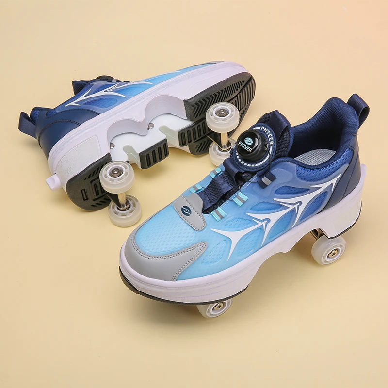 

Deformation Parkour Shoes Four Wheels Rounds Of Running Shoes 2023 Casual Sneakers Unisex Deform Roller Shoes Skating Shoes