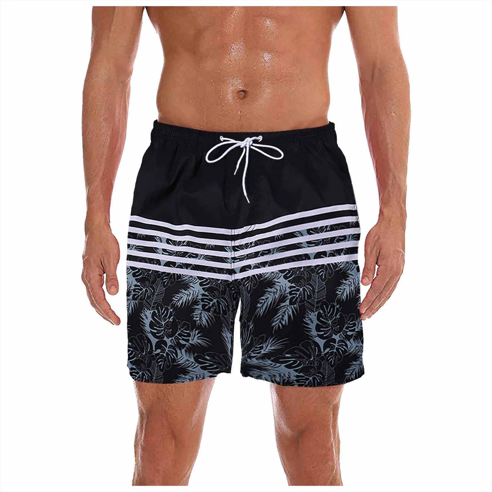 

Summer Beach Printed Men'S Camouflage Pants Stripes Sports Shorts Oversized Male Swim Trunks Short Surf Gym Five-Point Pants