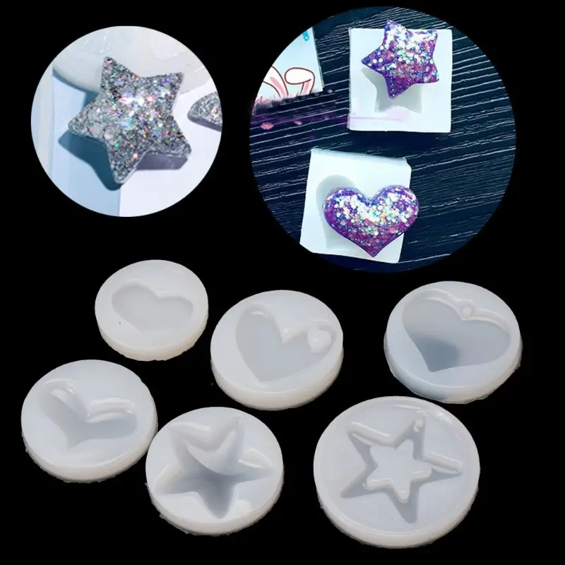 Resin Jewelry Mold DIY Star Heart Casting Epoxy Silicone Mold   Kawaii Resin Epoxy Jewelry Mold for Pendant Decor Craft DropShip jewelry stationery flower cloud shape plate resh mold heart dish epoxy mold dropship