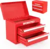 Steel Stackable Tool Box with Liner Blue Small Tool Case for Tools Storage Portable 2-Drawer Micro organizador 1