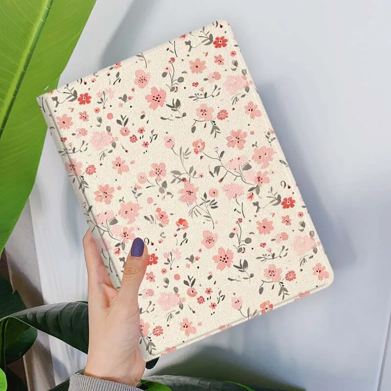 Cartoon Pink Flower Pattern Tablet Case Cover
