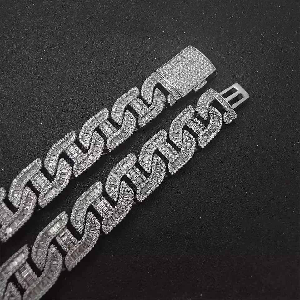 Custom Iced Out Cuban Link Chain Hip Hop Necklace Bling Diamond Cuban Chains