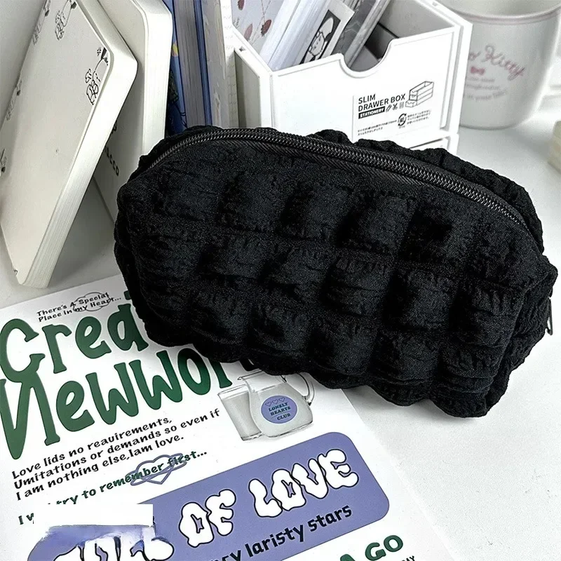 1PC Cosmetic Bag Makeup Pouch Solid Color Pencil Case Creative Pillow Bag School Supplies Stationery Box Cosmetic Organizer 3