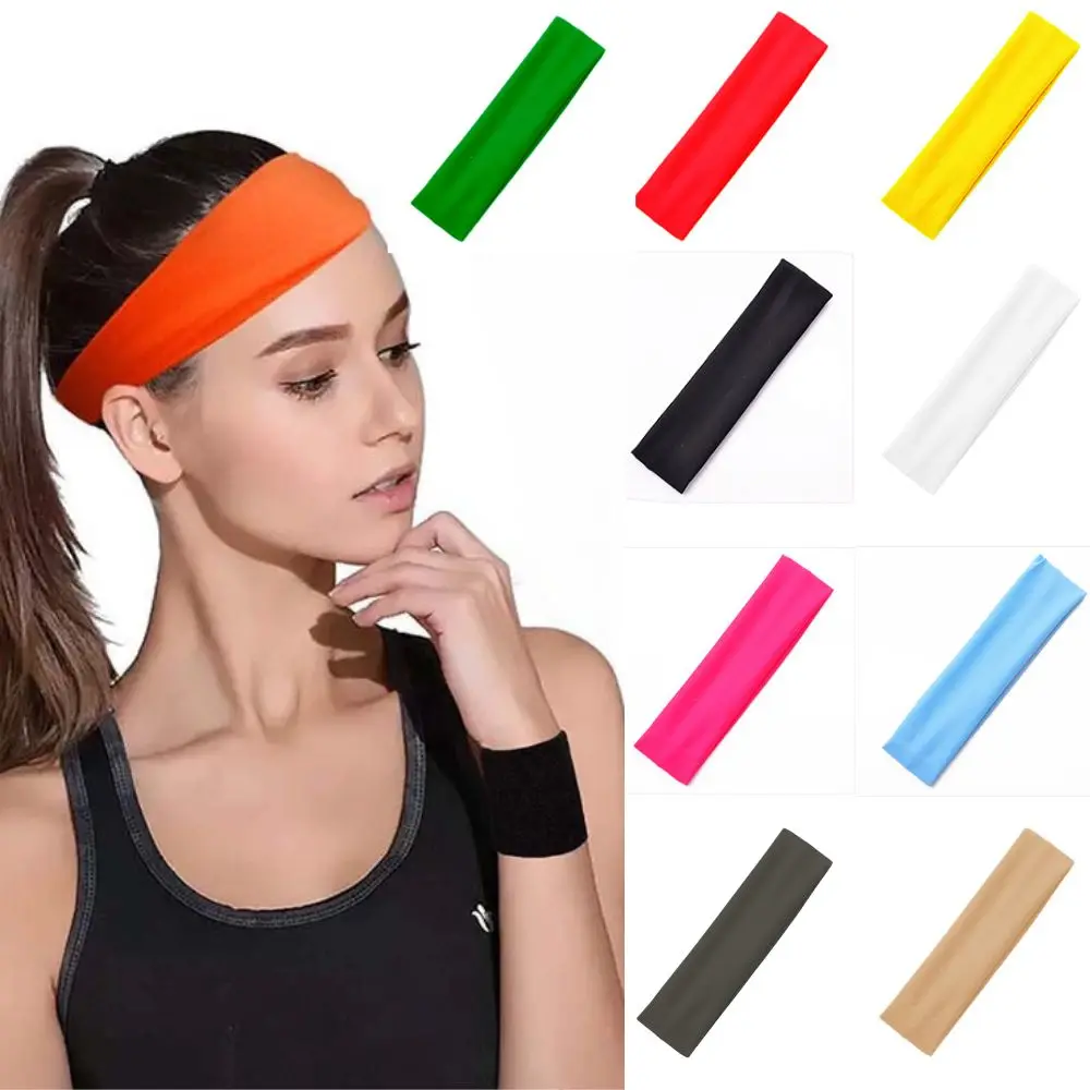 Fashion Sports Headbands For Women Fitness Running Yoga Solid Color Elastic Hairbands Stretch Absorb Sweat Elastic Hair Bands