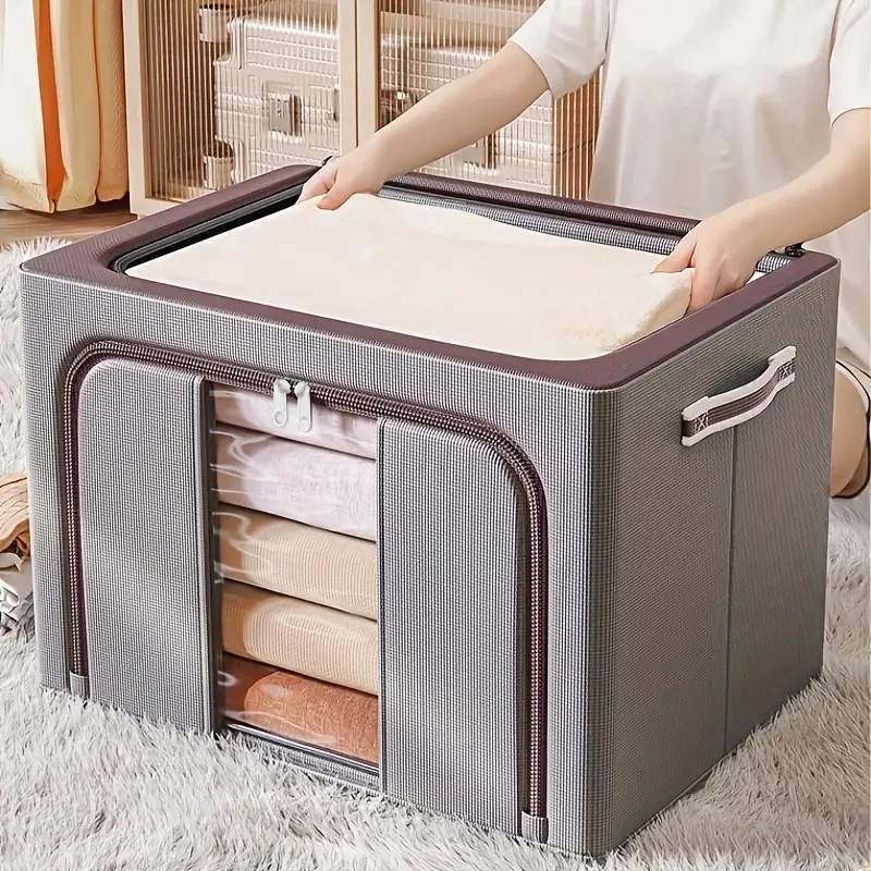 Large Capacity Clothes Storage Box Foldable Oxford Cloth Dustproof Storage Box with Zipper Wardrobe Organizer Household Items 2