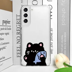 Whimsical Cartoon Cat & Fish Couple Clear Soft Phone Case - Samsung S20 (SQP - H1468T6)