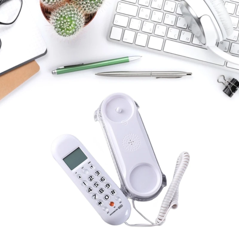 Wired Phone B365 Mini Wall mounted Phone Crystal Base Small Landline Telephone Clear And User friendly LCD Display Multi Language