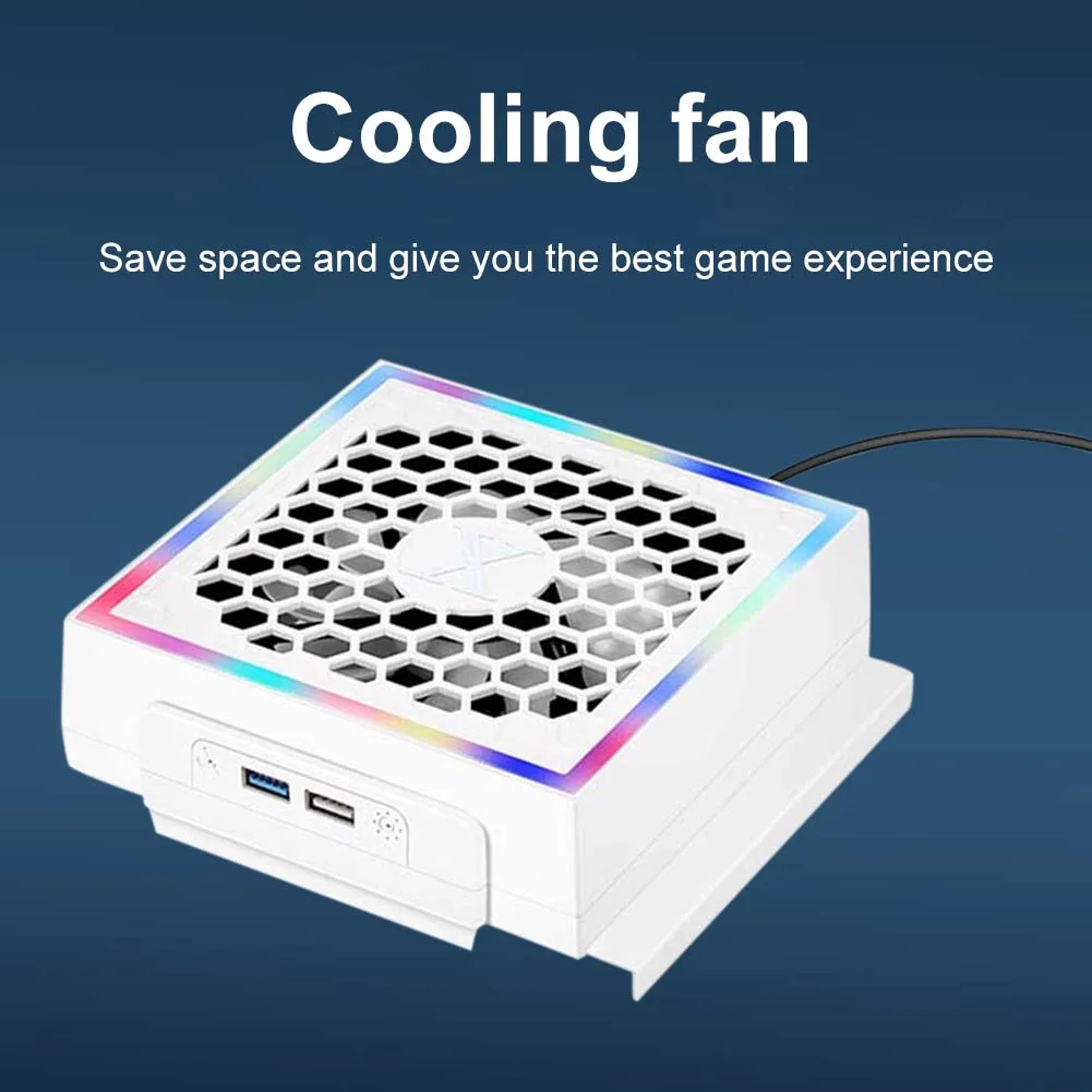 LED Console Fan Cooling 3 Gears Adjustable 5V 2.4A Console Fan 7 Lighting Modes Decoration Gaming Accessories for Xbox Series S