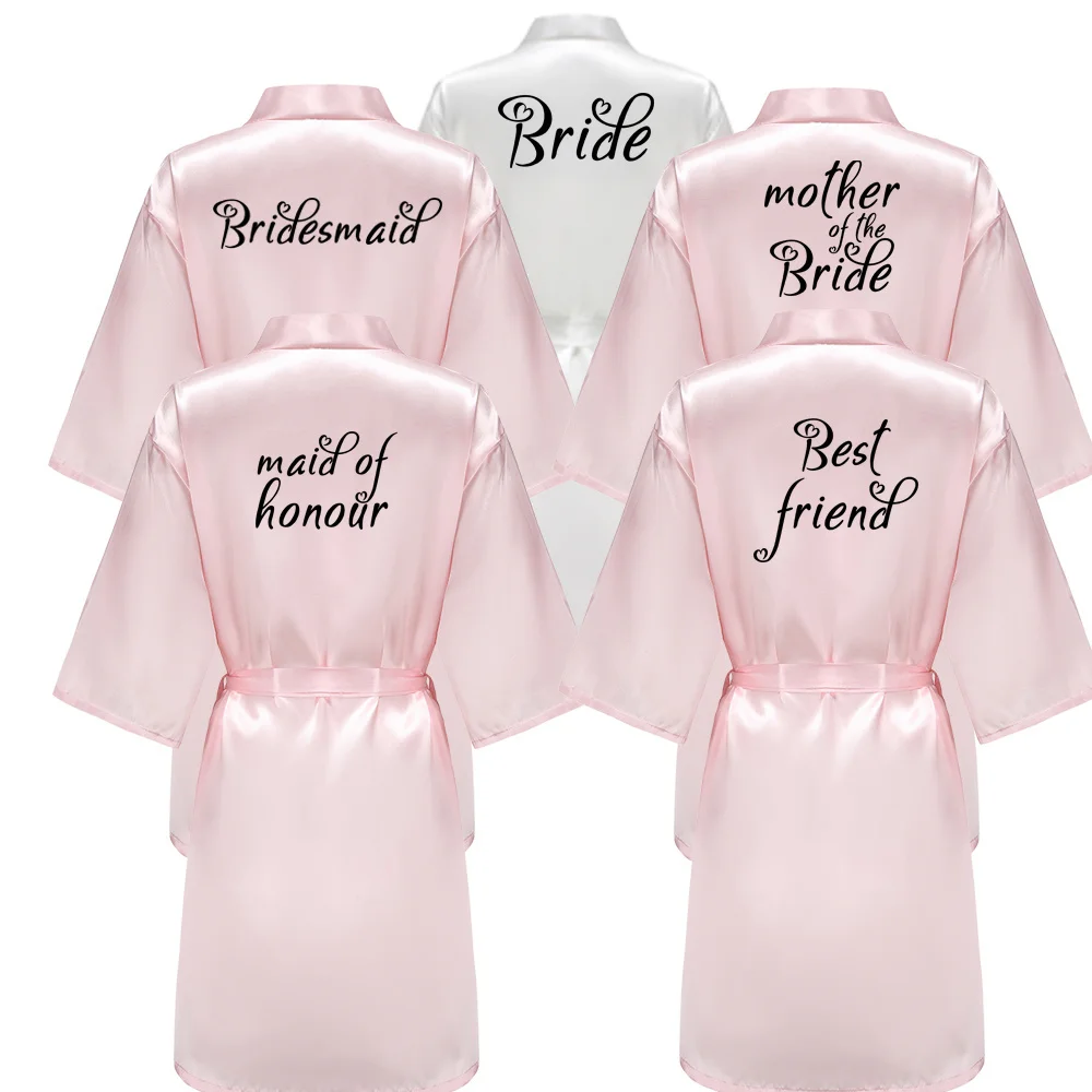 New Bride Bridesmaid Robe With Black Letters Mother Sister of the Bride