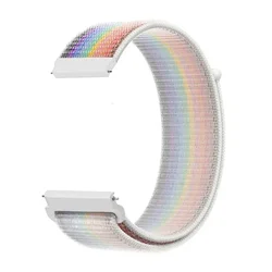 Sport Nylon Loop Wristband - Durable and Stylish Bracelet - 20mm Width (White rainbow)