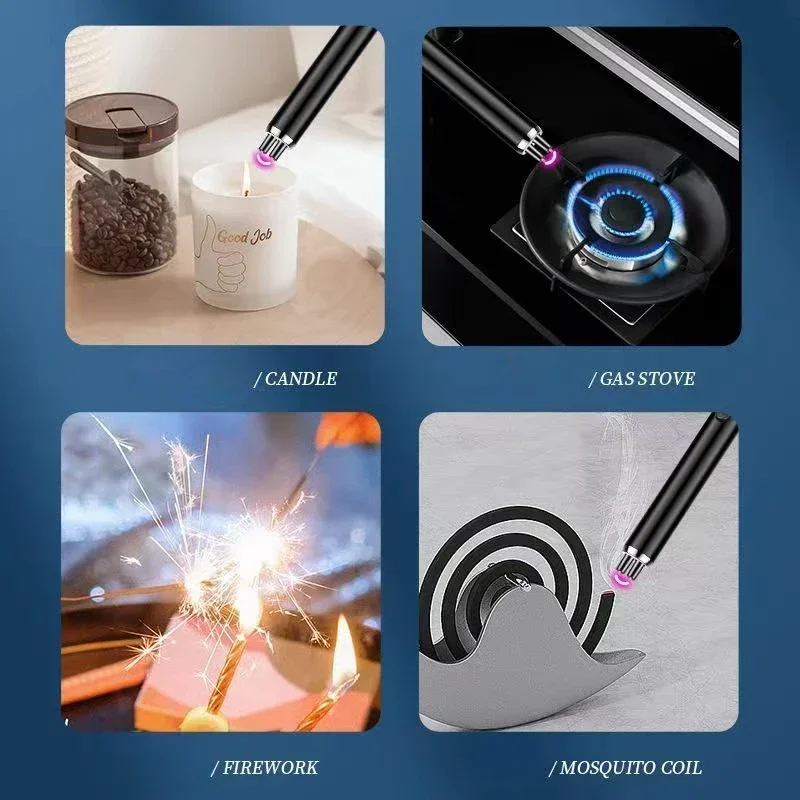 USB Electric Rechargeable Kitchen Lighter For Stove Windproof LED Plasma Arc Flameless